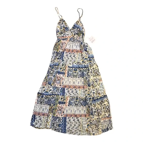 Meet Me In Santorini Boho Patchwork Paisley Open Back Maxi Dress NWT Large - Picture 5 of 10